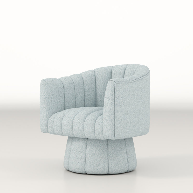 Murrow Upholstered Swivel Barrel Chair, Blue Teddy