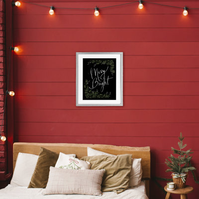 Minimal Merry & Bright with Botanicals Framed Print Under Glass, design by Dogwood Portfolio