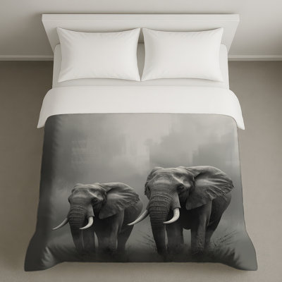 Deux housses de couette deux éléphants d'Afrique