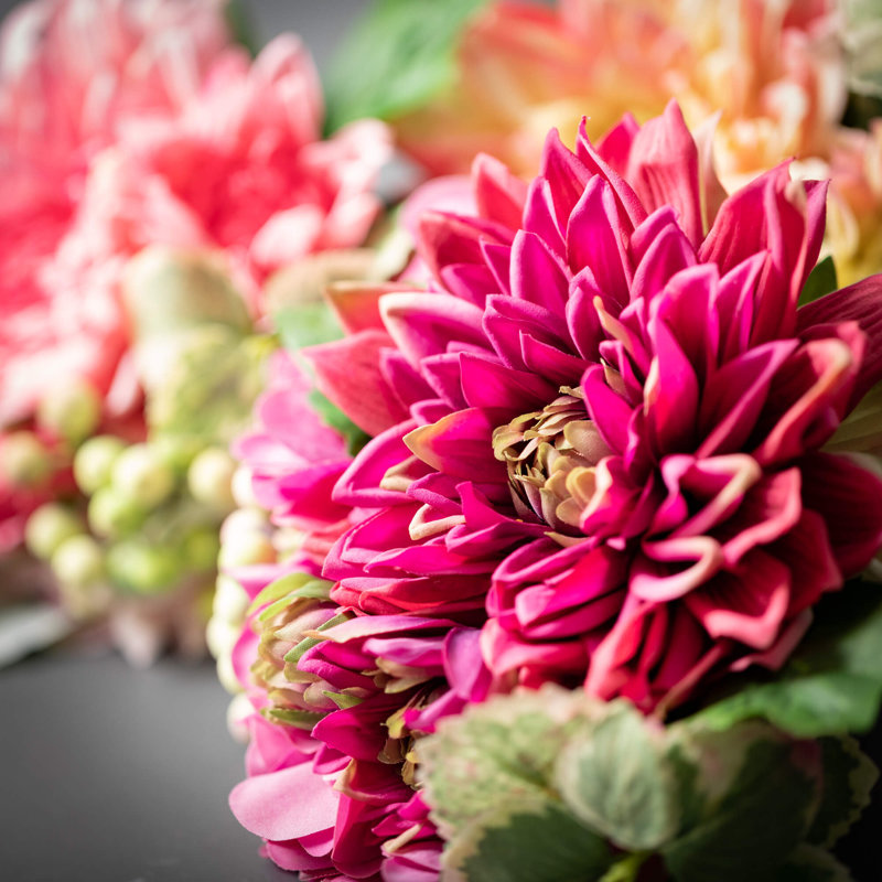 Ensemble de 3 buissons artificiels 12,25 po Dahlia