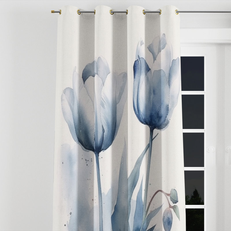 Andresky - Traditional Velvet Grommet Curtain - Room Darkening - 1 panel, 52" W x 108" L, Golden Grommets