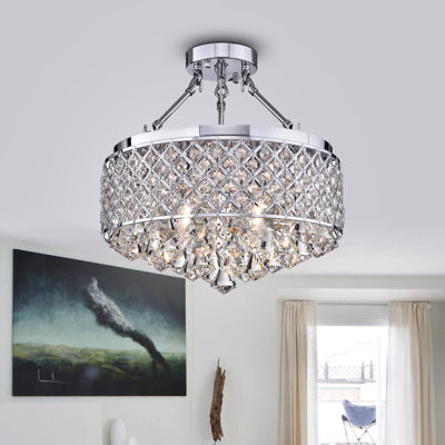 Plafonnier semi-encastré de style lustre 15 po 4 lumières Bronaugh