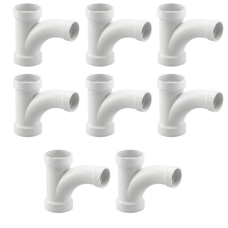 4 po. Combinaison de coude 45 po en PVC et fil tendu à 1/8 de coude, drain en PVC blanc, raccord d'évacuation et d'évacuation, (paquet de 8)