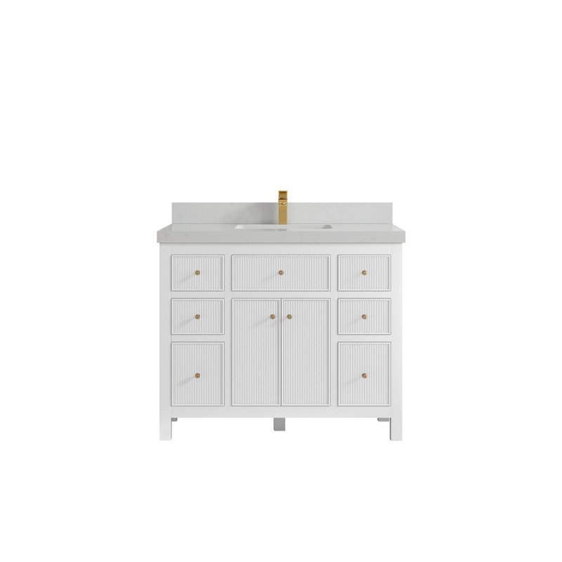 Ensemble de meuble-lavabo simple 42 po, Quartz de Carrare