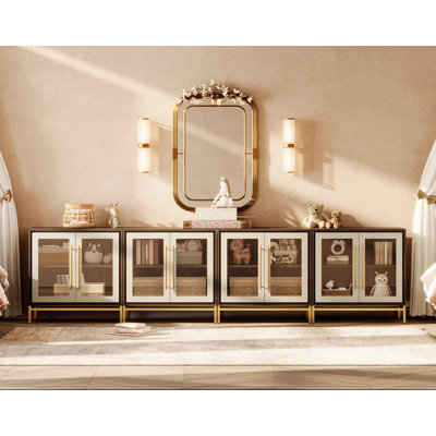  Ensemble de 2 commodes avec porte en verre