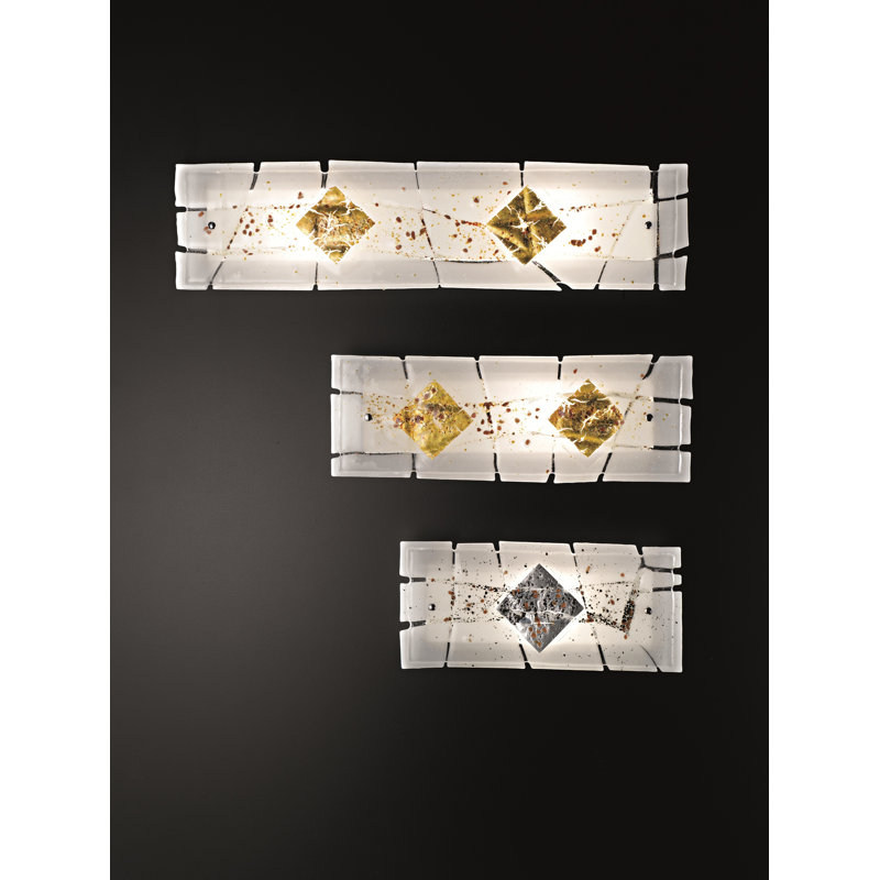 Frame Flush Mounted Sconce, Clear, White and Gold, 15 cm H x 45 cm W