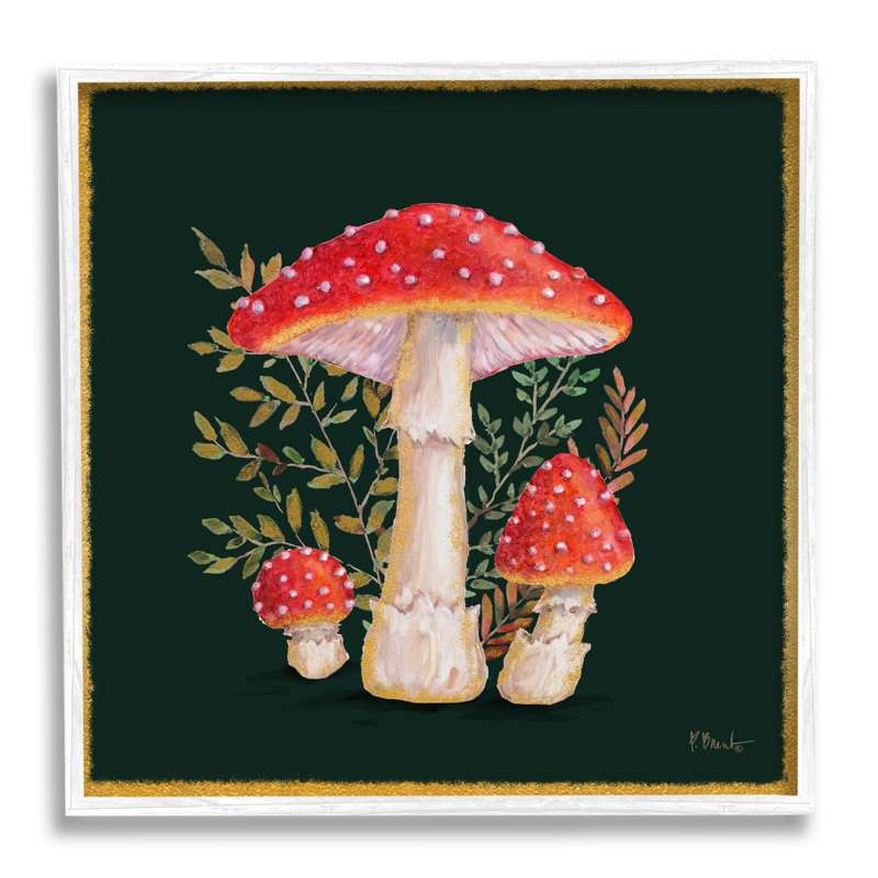 Conception d'art sur toile Stupell Industries par Champignons rouges et fougères par Paul Brent, H 17 po x l 17 po x P 1,5 po