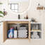 Meuble-lavabo flottant 36 po avec petites tablettes de rangement, lavabo en résine intégré, armoire combinée 24 po et 12 po, imitation chêne-142628567