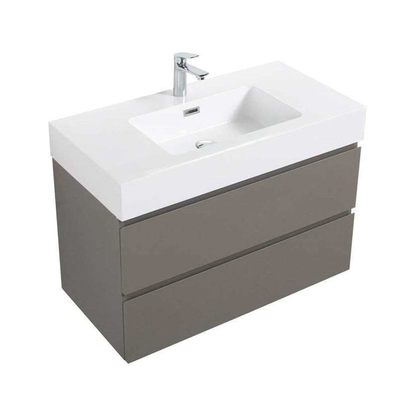 Ensemble de meuble-lavabo simple 36 po, Gris