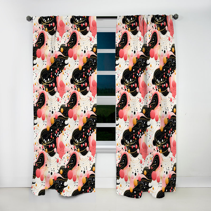 Popart Dynamic Doodle Dots II - Modern Velvet Curtain - Room Darkening - 1 panel, 52" W x 90" L
