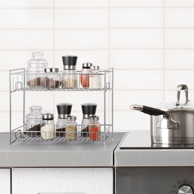 Coriene 2-Tier Kitchen Storage Organizer Spice Jars Bottle Shelf Holder Large Size Rack