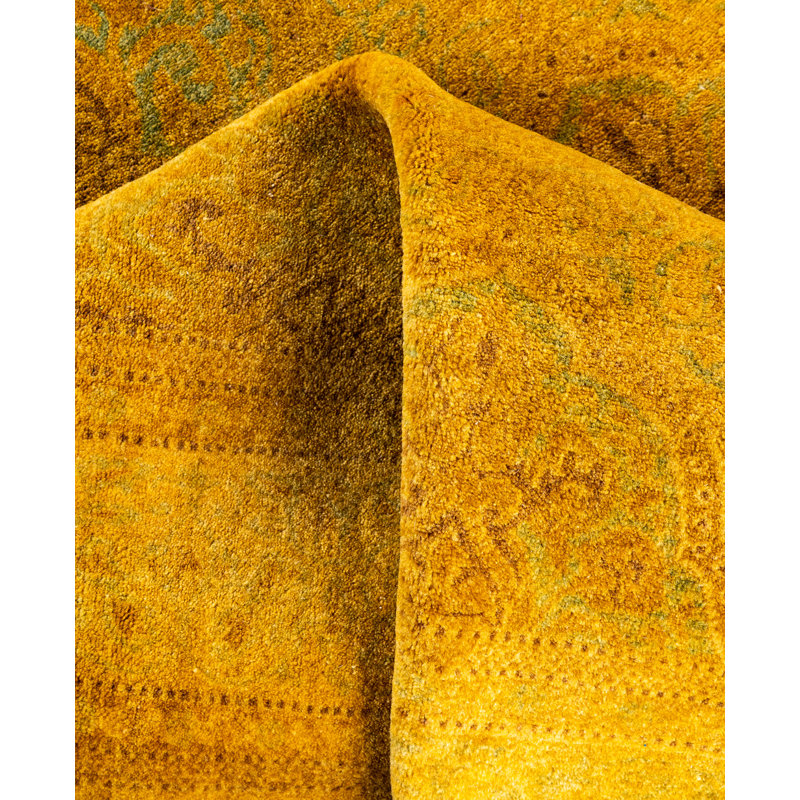 Overdyed Hand-Knotted Wool Modern-Contemporary Gold Area Rug 4' 1" x 6' 1"