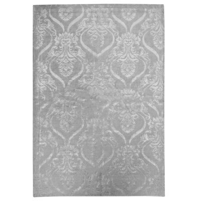 Damask Area Rug in Silver