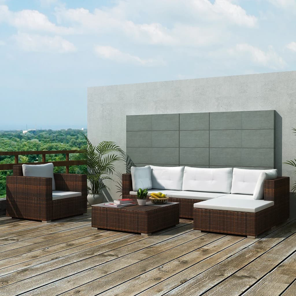 5-Sitzer Lounge-Set Almandine aus Rattan