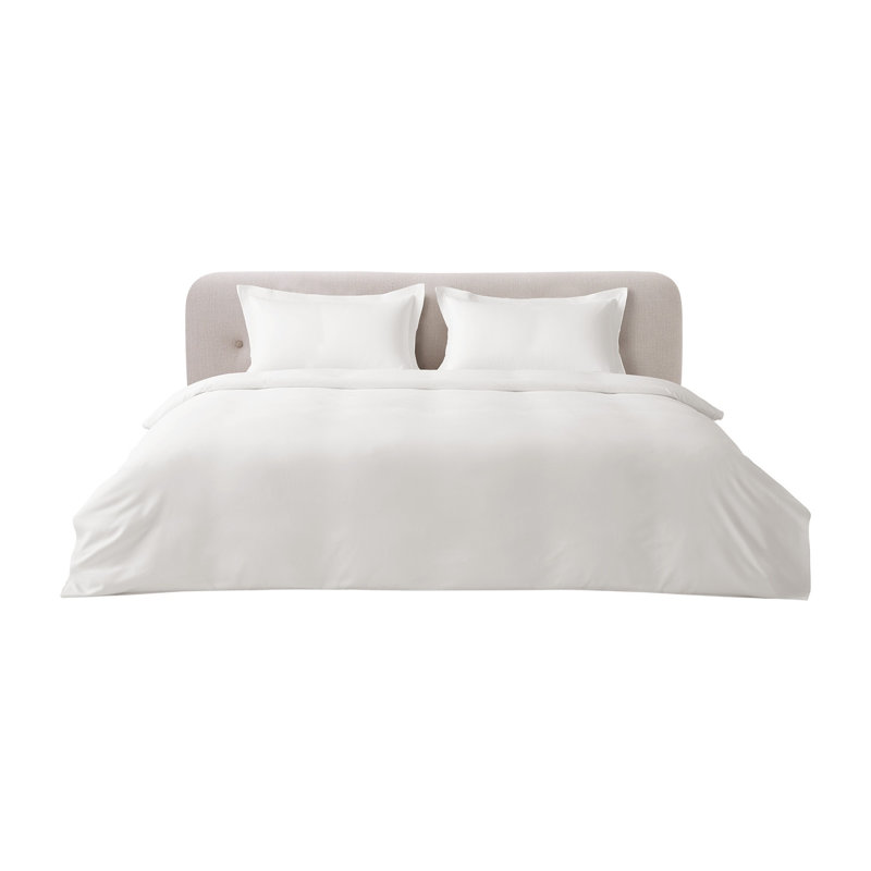Literie 3 pièces King Size - 100 % coton, fermeture éclair double et attaches aux coins, blanche