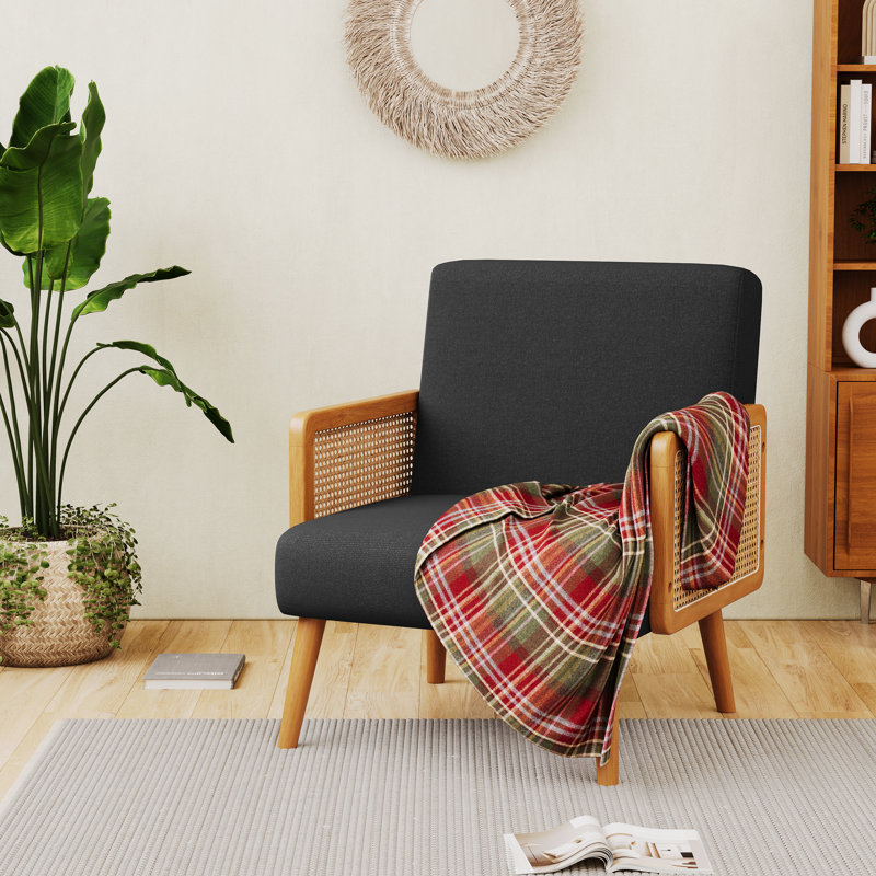 Stocksbridge Upholstered Armchair, Black Linen