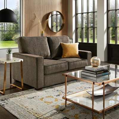 Beaulah Modern Fabric Upholstered Square Arm Loveseat