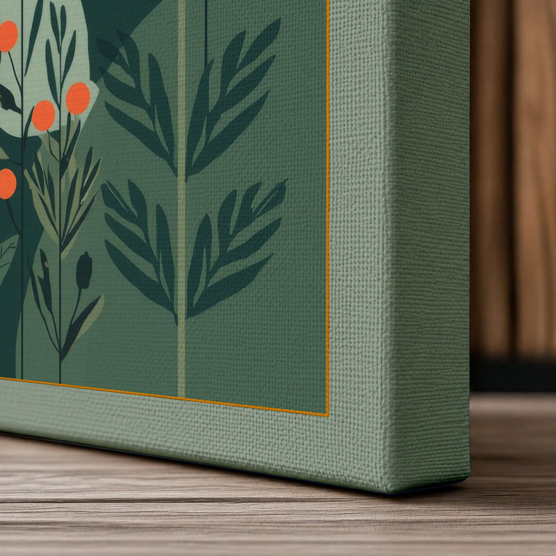 Stylized Garden Botanical - Wrapped Canvas, 36x24 - 91.4 x 61.0 cm, Sage Border
