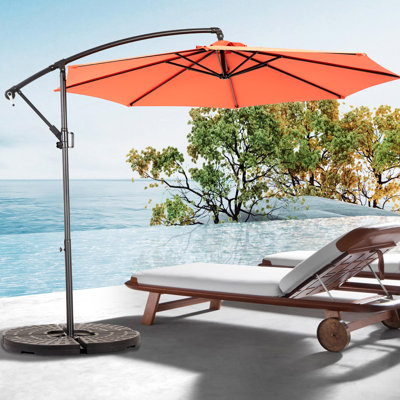 Parasol de patio 10 pi orange - Abat-jour facile à ajuster et à bloquer pour les loisirs dans la cour arrière, près de la piscine, avec 8 côtes de relaxation