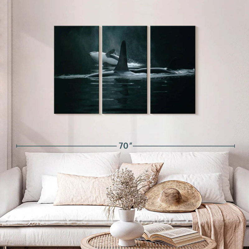 Brampt Swimming Orca Whales, 28" H x 45" W