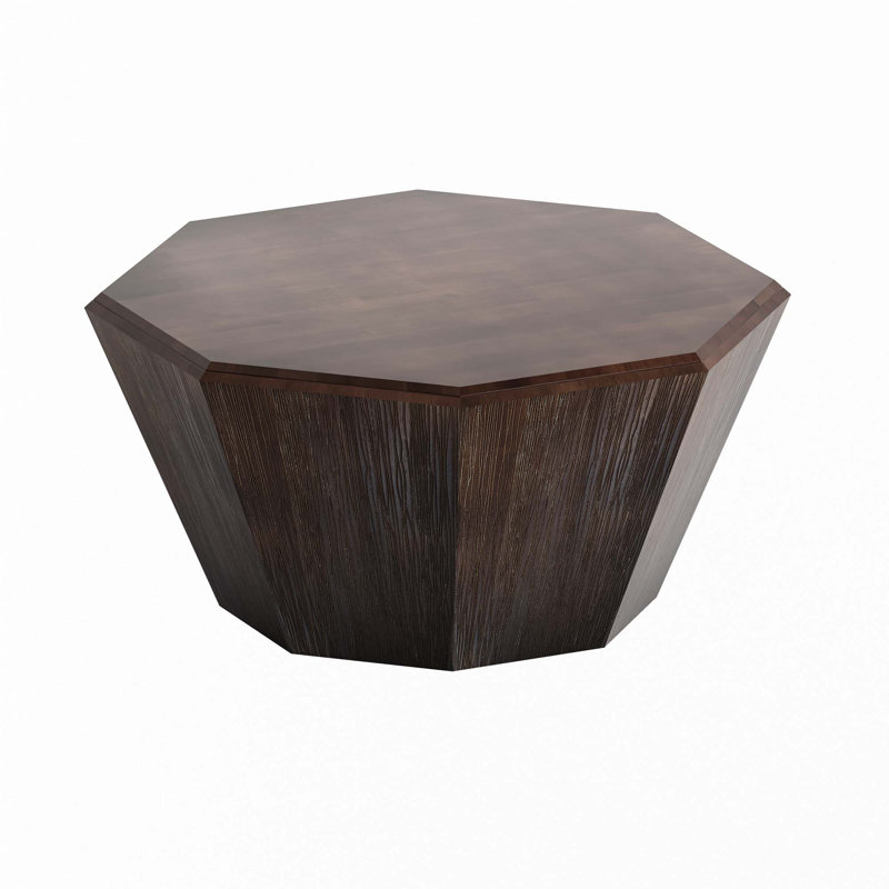 Table basse 31,5 "octogonale en bois d'hévéa, Noyer