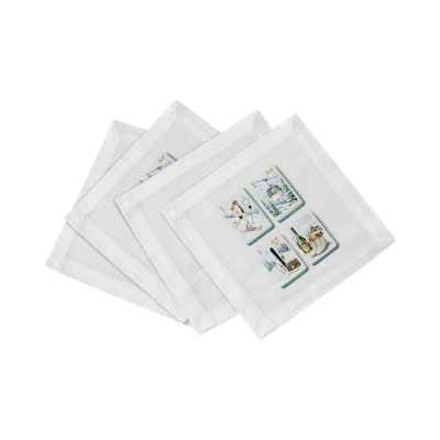 Serviettes de cocktail en satin de coton Mahjong