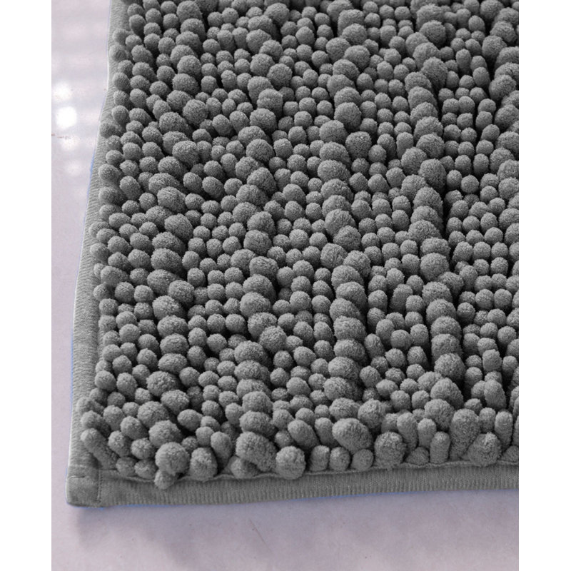 Kanagy Microfiber Non-Slip Bath Mat, Charcoal, 17" W X 24" L