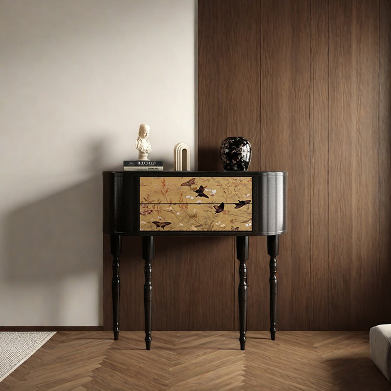 Console rétro élégante avec 2 tiroirs, H 35,43 po x l 39,37 po x P 11,81 po