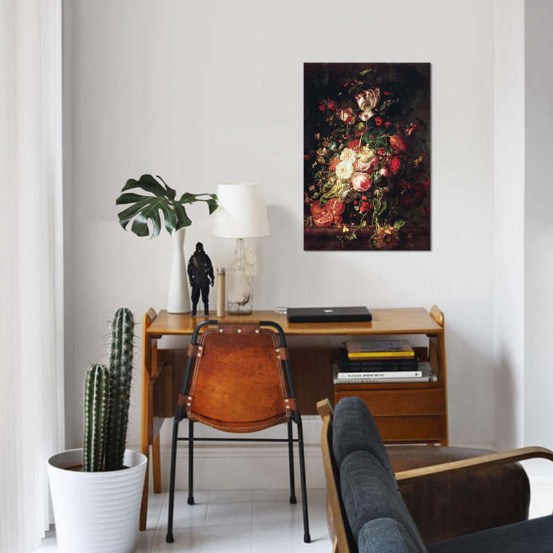« fleurs et fruits », reproduction d’impression sur toile tendue, H 12 po x l 8 po x P 0,75 po, Toile tendue, Pas de tapis