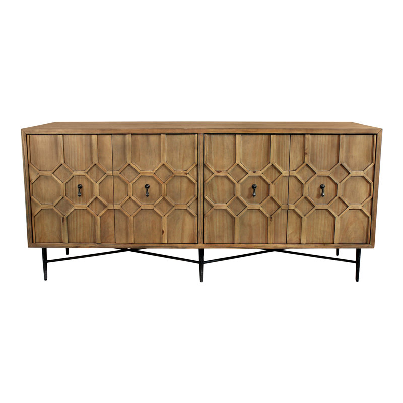 Buffet bas en bois de pin de 71 po de largeur Jillian, Brown
