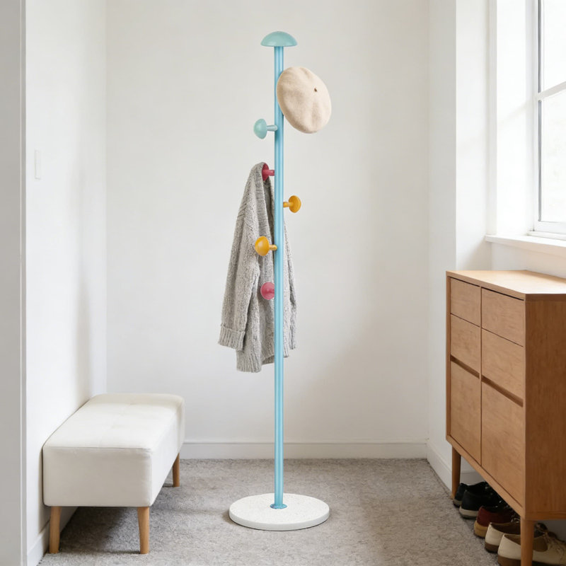 Portemanteau autoportant avec 7 crochets et base en marbre lestée, portemanteau à hauteur réglable pour le vestibule, le couloir, la chambre à coucher et le bureau