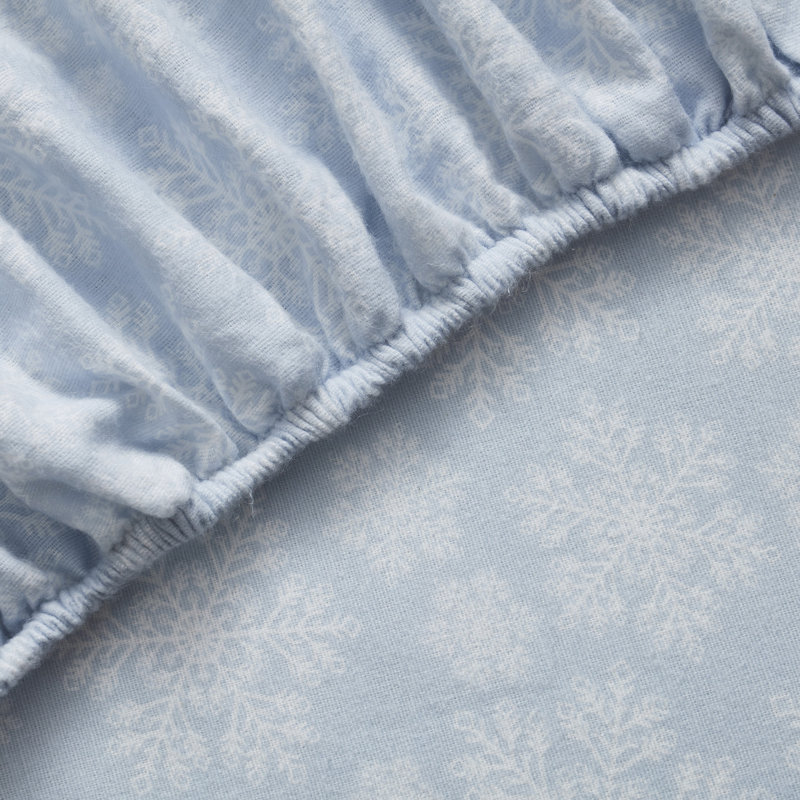 Ensemble de draps en flanelle de coton 4 pièces Snowflake, Ensemble de drap pour lit très grand avec drap-ho, Bleu
