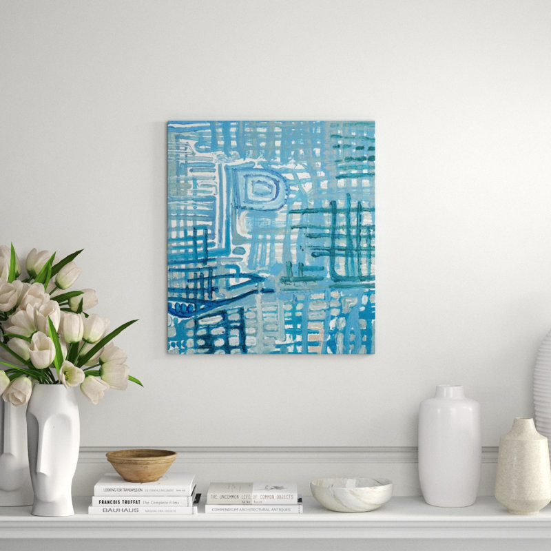 Cerulean Lines Print by Sara Brown, Image Brush Gel, 53" H x 47" W