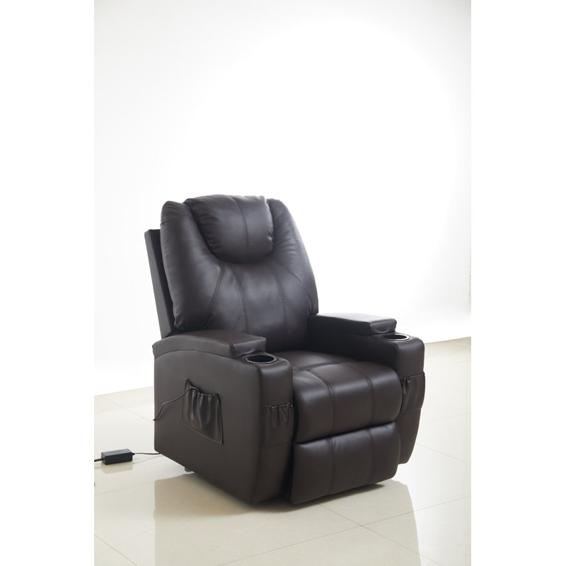 Fauteuil inclinable électrique en cuir Vegan, Similicuir brun