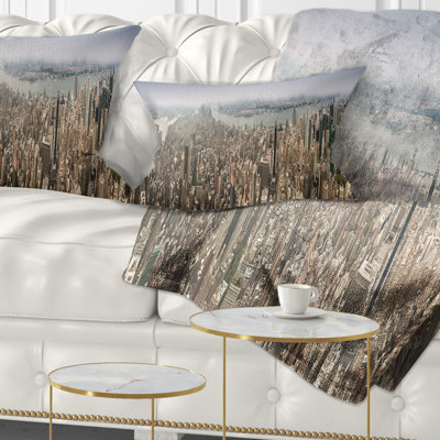 Cityscape Photography NYC 360 Degree Panorama Lumbar Pillow