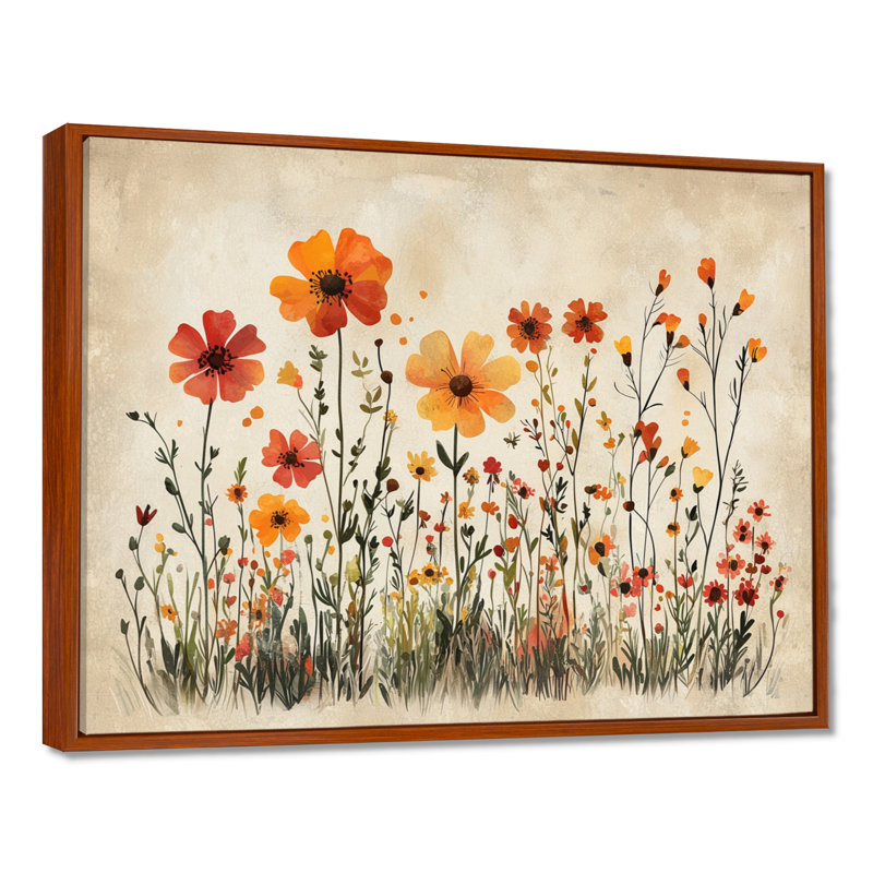 Iverson - Floral Wall Art, Brown, Impression encadrée flottante, H 16 po x l 32 po