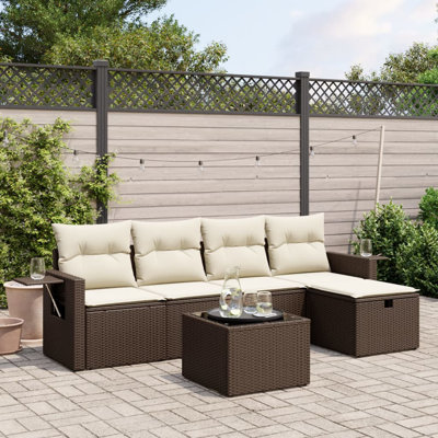Ensemble de canapé de jardin Vidaxl brun et blanc crème