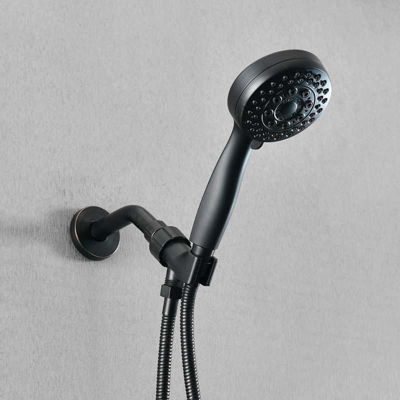Pomme de douche à main 5 modes - pomme de douche ronde, haute, facile à installer, bronze huilé, avec tuyau bronze réglable, force forte, installation,