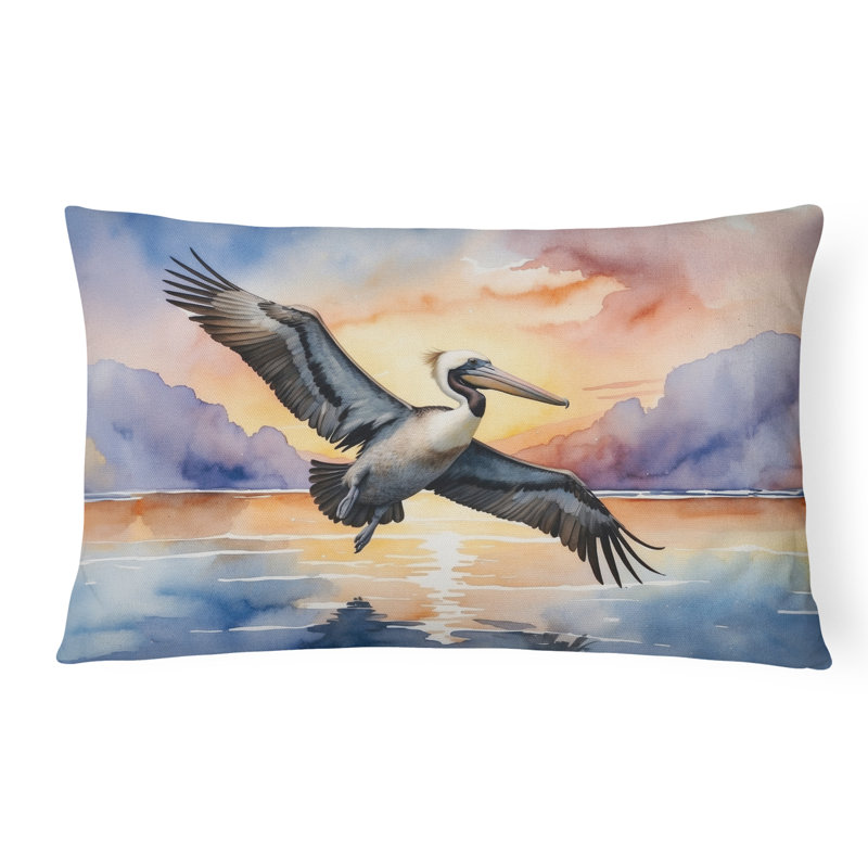 Coussin Pelican Fyling at Sunrise, Rectangle H 12 po x l 16 po