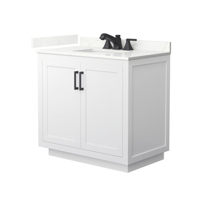 Ensemble de meuble-lavabo simple 36 po avec plateau en quartz Miranda