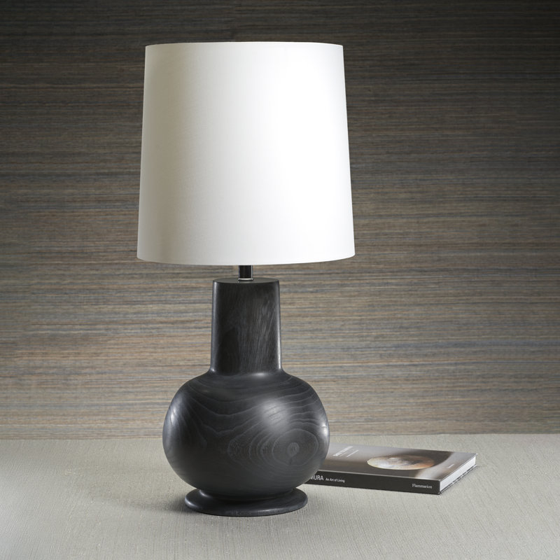 Lampe de table en bois 31,5 po avec abat-jour en lin Moorea