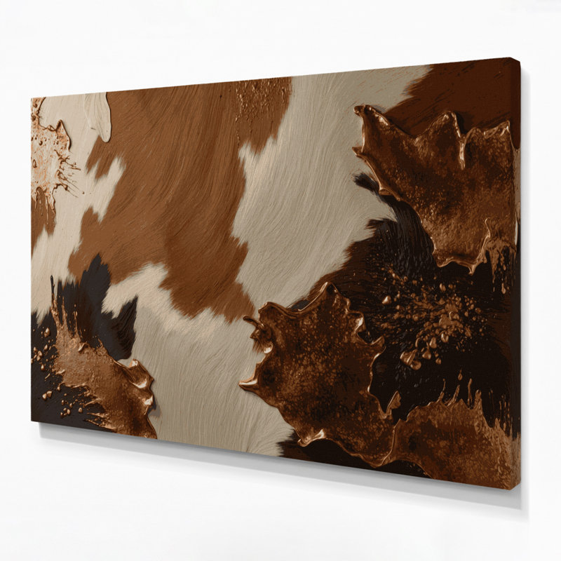 «Southwestern Patterns» en cuir de vache, art mural brun sur toile, H 11 po x l 14 po