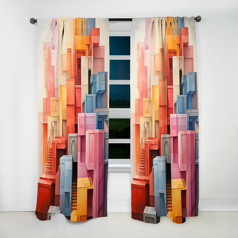 Vittoria Constructivism Construit Horizons VIII - Rideau en velours moderne - obscurcissant - 1 panneau, L 52 po x L 120 po