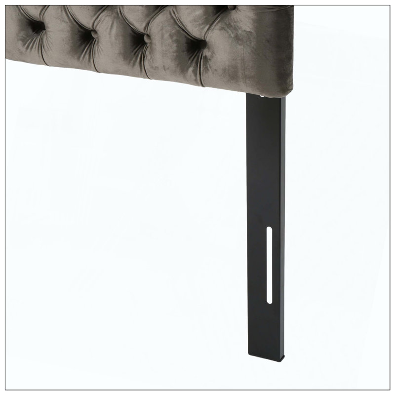 Tufted Upholstered Bed Headboard With Modern Button Design Adjustable Solid Wood And Durable Metal Legs