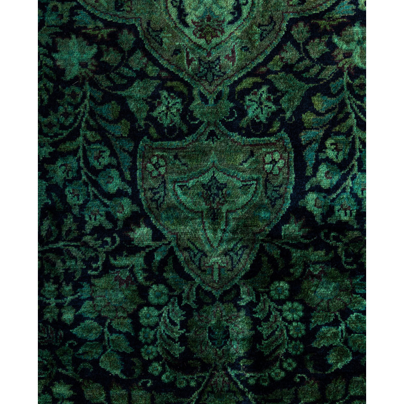 Overdyed Hand-Knotted Wool Modern-Contemporary Green Area Rug 8' 3" x 8' 4"