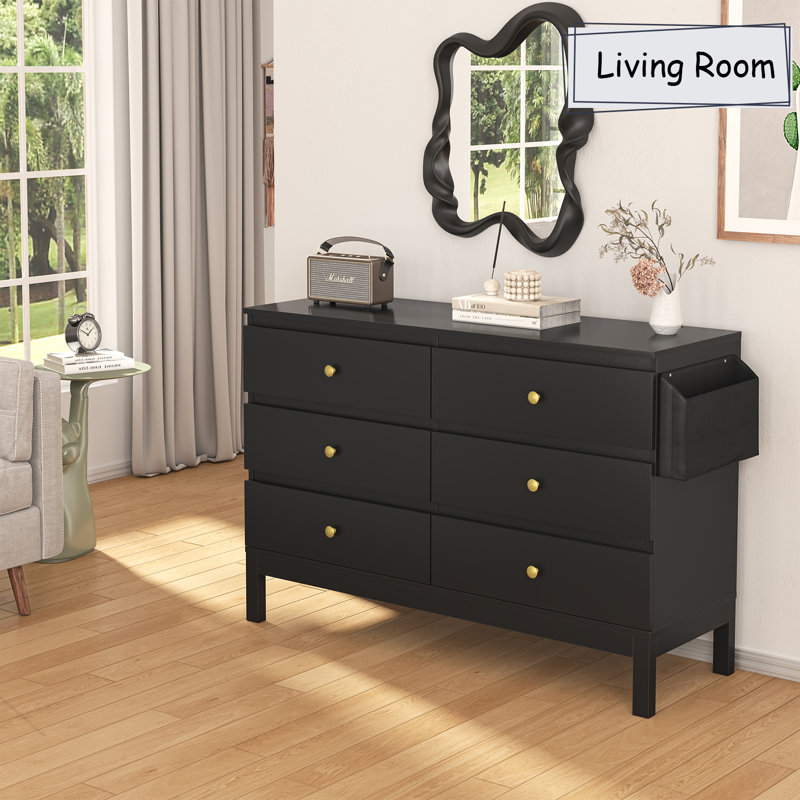 Annaley 6 Drawer Storage Drawer, Black