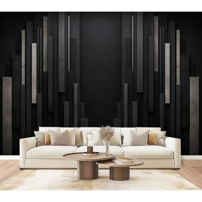 Peel and Stick Wallpaper Abstract Geometric Dark Metal Layered Panels Wall Murals 69"H x 96"W Removable PVC Wall Paper Self-Adhesive Wall Decor for Bedroom Living Room Home Office