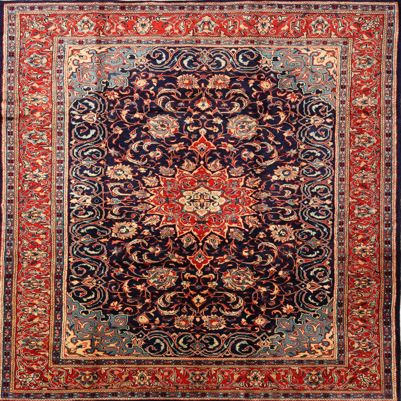 Tapis de style oriental rouge, Carré 3 pi