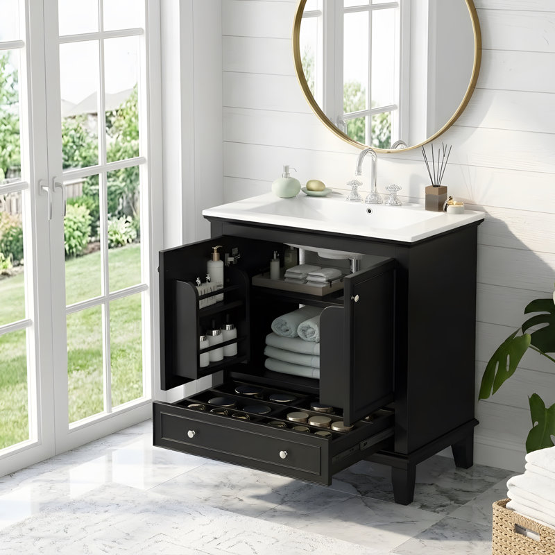 30" Multi-Functional Bathroom Vanity with Door and Drawers