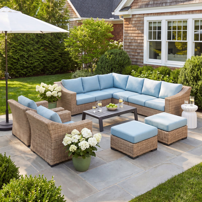 Jannie 9-Piece Seating Set, No, Blue, Tan